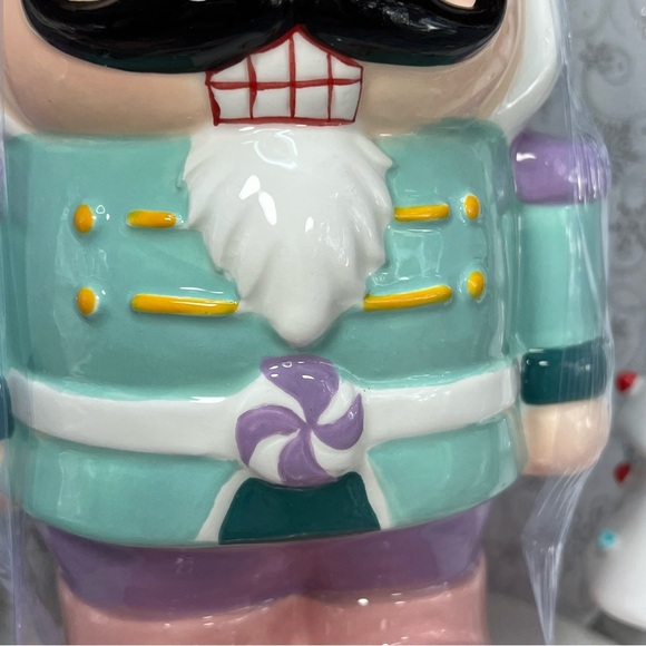 Pastel Christmas Sweet Treat Solider Nutcracker w/ Peppermint Belt Cookie Jar - Picture 8 of 9